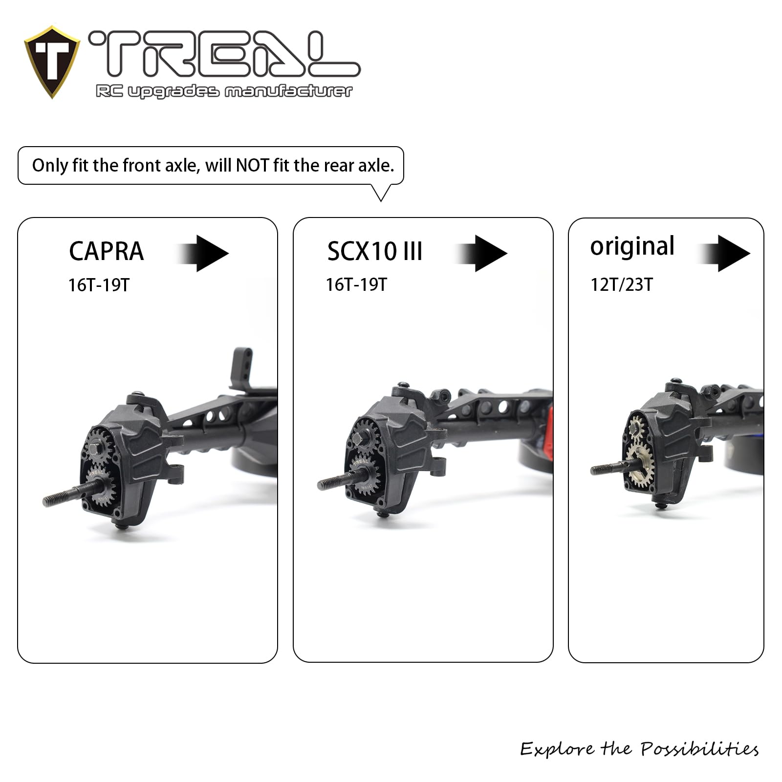Amazon.com: TREAL SCX10 III/Capra Overdrive Portal Gears Harden